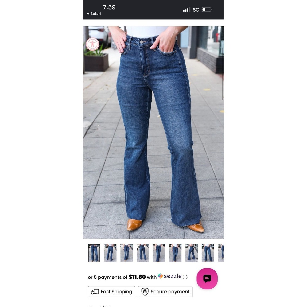 Judy Blue High Rise Flare Jeans Dark Wash Denim Streetwear Size 0 24